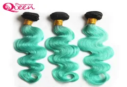 T1b Light Green Ombre 브라질 브라질 바디 웨이브 인간 머리 묶음 브라질 처녀 인간 옴브 헤어 연장 3 번들 바디 웨이브 옴 6135332