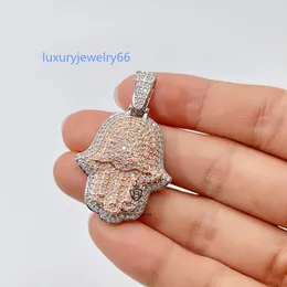 Mode som sticker ut vita guld och rosguld 925 VVS D Moissanite Diamond Hamsa Custom Hiphop Jewelry Pendant