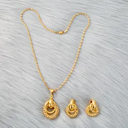 Halskette Ohrringe Set Saudi-Arabien Sets Goldfarbe Afrikanischer Partyschmuck Arabisches Brautgeschenk Hochzeit Äthiopischer Schmuck