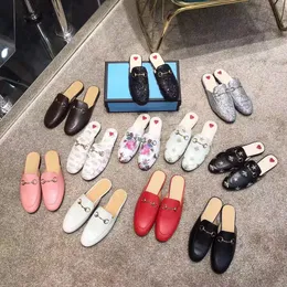 Мюли Кожаные тапочки Мокасины с круглым носком, стеганая фурнитура, 100% натуральная кожа, дизайнерская женская и мужская обувь, дизайнерская роскошная дизайнерская обувь, тапочки Princetown, размер 34-46