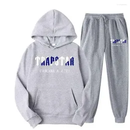Men's T Shirts 2022 Brand TRAPSTAR Printed Sportswear Men 15 Colors Warm Two Pieces Set Loose Hoodie Sweatshirt Pants Jogging YU8815