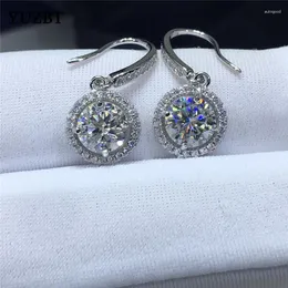 Dangle Earrings YUZBT S925 Sterling Silver Solid Total 2 Ct Round Excellent Cut Diamond Test Past D Color Moissanite Wedding Drop