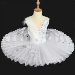 Scenkläder balett kjol flickor vit fjäder professionell tutu dans klänning vuxen swan sjön kostym leotards för kvinnor vuxna
