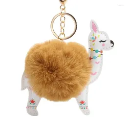 Chaveiros Artificial Fur Pompom Chaveiro Bola Fofa Bonito Alpaca Chaveiro Couro Animal Natal Chaveiro Charme Mulheres Jóias