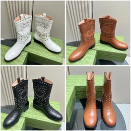 Designer Women Boots luxury Double Studs Boot leather high-quality fashion Fashion Boots Size 35-42