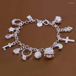 Link pulseiras moda anel cruz coração chave charme pulseira feminina criativo 13 peças mini acessórios de jóias personalizadas