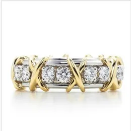 Марка T X-образная форма SONA, кольцо со Сталлоне с синтетическим бриллиантом, сердце и стрелы, помолвка или свадьба, натуральное серебро, платиновая пластина 289h