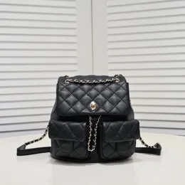 Fashion CC bag backpack 23P large capacity flip women travel bag genuine leather diamond pattern metal logo designer shoulder bag