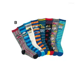 Men's Suits Boys' Cotton Socks High Car Pattern 15-19cm (4-9 Years Old) 19-23cm (over 10 Old To 38 Size 8 Pairs