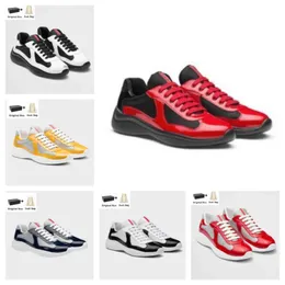 Fashion Men Casual Shoes Top Design Americas Cup Sneakers Patent Leather Nylon Mesh Brand Mens Skateboard Walking Runner Casual Outdoor Sports Eu38-46