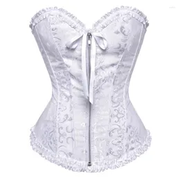 Women's Shapers Overbust Corset Sexy Lace Plus Size Erotic Zip Floral Women Bustier Fashion Tight-fitting Tummy Lingerie Tops Brocade