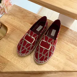 2023 brand-name woven cloth sail shoes fisherman shoes boat shoes metal V-black flat-bottomed lazy casual shoes fashion shoes ladies slippers with box.