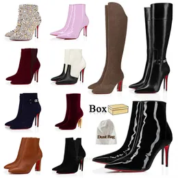 OG оригинальные женские сапоги с красной подошвой, сапоги выше колена, дизайнерские туфли на высоком каблуке, женские сексуальные зимние черные кожаные ботинки, короткие ботильоны Martin, роскошные туфли большого размера с коробкой