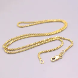Цепочки из настоящего 18-каратного желтого ожерелья для женщин, 1,8 мм, круглая коробка, звено цепи, ювелирные изделия, высококлассный подарок, длина 18 дюймов, штамп Au750