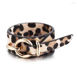 Pulseras de encanto Si usted pulsera de cuero de leopardo vintage para mujeres 2023 moda elegante multicapa ancho brazaletes joyería