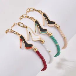 Link Bracelets ZMZY Cartoon High Heel Slipper Charms Jewelry Bridal Sparkling Stiletto Bracelet Bridesmaid Stainless Steel Chain