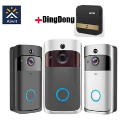 V5 720P Wireless WiFi Video Doorbell Smart telefoon Deurring Intercom Beveiligingssysteem IR Visual HD Camera Bell Waterdicht ooggat met Dingdong voor Home Life Office M3