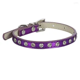 Hundhalsar bling diamante pu läder rhinesotnes crystal sutded pet valp katt halsband AJUSTABLE 8-11 ''