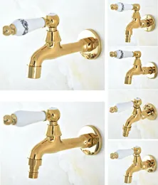 Bathroom Sink Faucets Golden Brass Ceramic Handle Washing Machine Faucet /Garden Water Tap / And Mop Pool Laundry Cold Taps