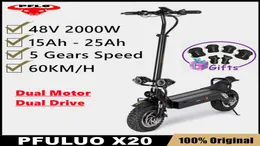 PFULUO X20 Dual Drive Offroad Scooter 2000W Two Motor LCD Display Smart escooter 11 Inch skateboard 60kmh Max Speed Inclusive of8124653