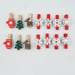 3.5cm Christmas series Wooden clamps wholesale Christmas decorative wooden clamps Christmas Tree gloves deer Snowflake