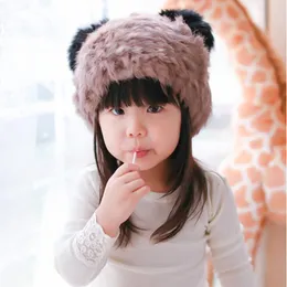 Beanies Beanie/Skull Caps Winter Women Kids Fur編み帽子カジュアルソフトパンダ親子S2501