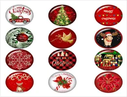 50PCS Mixed Glass Merry Christmas Tree Deer For DIY 18MM Button Snap Bracelet Necklace Jewelry6326394