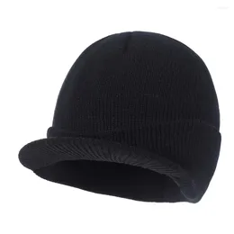 Berets homens malha baggy chapéus de inverno oversize quente sólido gorros para mulheres ao ar livre esqui slouchy chique esporte orelha mais quente viseira bonés