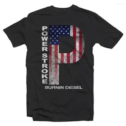 Erkek Tişörtler Güç İnme USA Powerstroke Araba Otomatik T-Shirt Erkek Yuvarlak Boyun Kısa Kollu Pamuk Tee Fil Serin Moda Üstleri