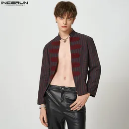 Men's Jackets INCERUN Tops 2023 American Style Handsome Men Casual Striped Design Stylish Party Loose All-match Blazer S-5XL