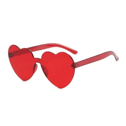 Heart Sunglasses for Women Candy Color Transparent Rimless Heart Glasses for Girls Cute Heart Shaped Sunglasses Candy Color Frameless outdoor shopping party blue