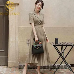 أنيقة العلامة التجارية للنساء الملابس الصيفية مصممة على الأكمام قصيرة الأكمام فستان الأزياء الفستان المسحوق مع حزام 210515199p