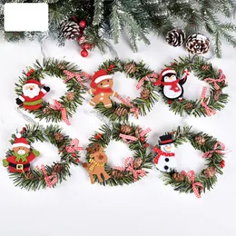 Décorations de noël pendentifs couronne de noël, bonhomme de neige, élan, pendentifs circulaires en PVC, arbre de noël, noix de pin
