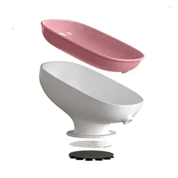 Kitchen Storage Soap Box Self-Draining Rack Suction Cup Dish Saver Tray Bathroom Artifact 20-degree Tilt