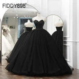 파티 드레스 2023 Black Puffy Custom Fuchsia Women for Women Formal Gowns With Sweep Train Wear Ball Gown resido de Novia