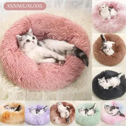Cat Beds Winter Warm Sleeping For Cats Round Plush Bed Dog House Mat Nest Soft Long Pet Cushion Portable Pets Supplies