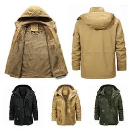Kurtki zewnętrzne zimowe męskie kurtka XL Europejska i amerykańska swobodna gruba, ciepła wiatrakowa płaszcz wiatru z kapturem