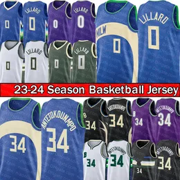 Giannis antetokounmpo Damian Lillard Basketbol Formaları Şehir Buck Khris Middleton Erkekler Dikişli Jersey 2023-24 Baskı Buule T-Shirt Singlets 34 0