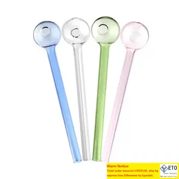 Tubo quemador de aceite de vidrio de 15 cm de longitud al por mayor, azul claro, verde, rosa, tubos quemadores de aceite de Pyrex, agua para fumar