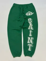 Falection 23ss Saint Michael Angel of Death Green Cotton Joggers Sweatpants Fashion Pants