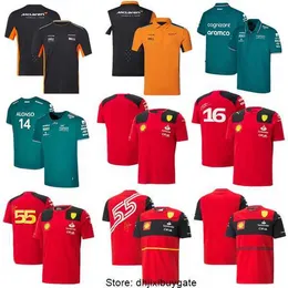 2023 Formuła 1 F1 Zestawy Wyścigowe Carlos Sainz Charles Leclerc Fernando Alonso Skonfiguruj t-shirt Dorywczo Oddychające POLO Letnie Samochody Motorsport Drużyna Jersey Koszule