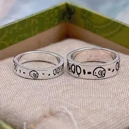 Unisex fashion mens designer ring love rings for women ghost skull luxury ring plated vintage silver letter homme bague