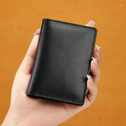 Korthållare 2023 Real Leather Slim ID Holder Män och kvinnor Minimalism Kohude Ins Mini Ultrathin Cards Fall plånbok