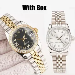 Luxury Gold Women Fashion Watches 28 mm Dication Designer Wallwatches Diamond Lady Automatic Watch para mujer Valentine Christmas Gift acero inoxidable