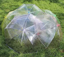 Umbrellas 50pcs Wholesale Sunny Rainny Transparent Multicolor Clear Pvc Long Handle Rainproof