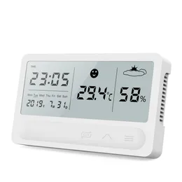 Stazione meteorologica touch Display LCD digitale Pulsante touch Temperatura interna Umidità Monitor Igrometro Orologio previsioni meteo