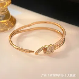 Designer Brand TFF 18k gold studded diamond knot bracelet with a female niche design simple and luxurious inset bracelet rose gold full diamond bracelet