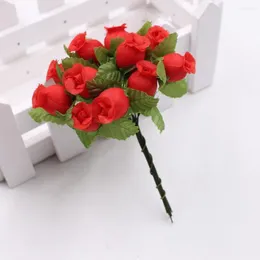 装飾的な花ローズピンクシルクペーニー人工花束12ビッグヘッドフェイク