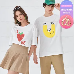 Damen T-Shirt Sommer Paare Love U Bedruckte Liebhaber Lässige Baumwolle Tops T-Shirt Damen Herren Grafik T-Shirt Valentine Look Outfit Kleidung 230404