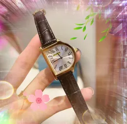 Special Shape quartz movement fashion women watch auto date genuine leather strap tank-must-design lady clock Crystal Mirror Roman Dial bracelet wristwatch Gifts